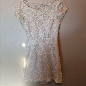 Forever 21 Floral Lace Mini Dress - Cream